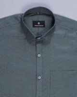 DARK GREEN DOTTED DOBBY  COTTON SHIRT