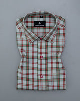 LIGHT GREENWICH WITH MAROON CHECK PLAID SOFT TWILL GIZA COTTON SHIRT