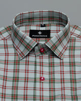 LIGHT GREENWICH WITH MAROON CHECK PLAID SOFT TWILL GIZA COTTON SHIRT