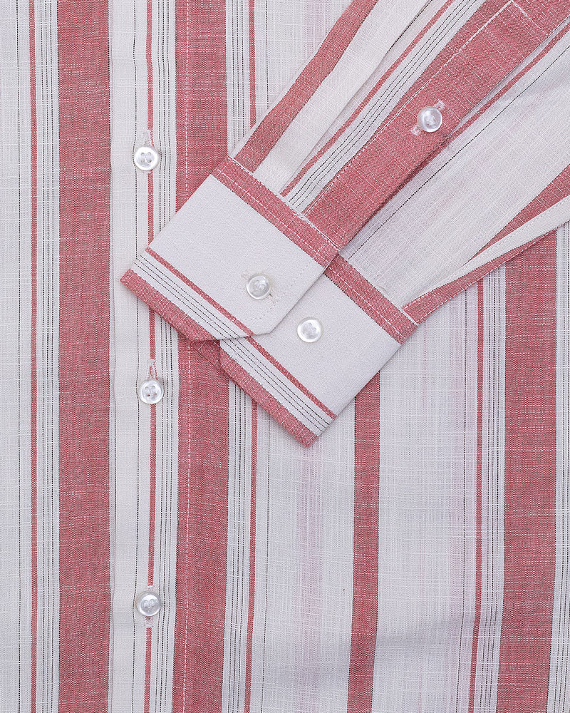 Pink Striped with Dark white  pure cotton shirt