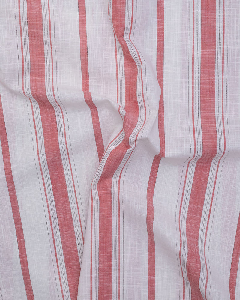 Pink Striped with Dark white  pure cotton shirt