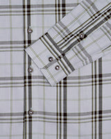 OFF-WHITE   WITH BROWN PLAID ROYAL OXFORD COTTON SHIRT