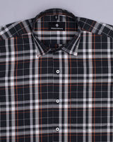 BLACK WITH  WHITE PLAID CHECKTH  PREMIUM COTTON SHIRT