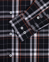 BLACK WITH  WHITE PLAID CHECKTH  PREMIUM COTTON SHIRT