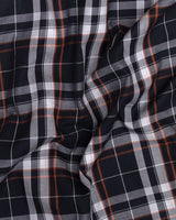 BLACK WITH  WHITE PLAID CHECKTH  PREMIUM COTTON SHIRT