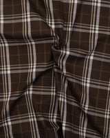 DARK BROWN AND WHITE PLAID PREMIUM TWLL COTTON SHIRT