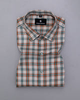 STILET CREAM WITH RAMA MOORUN CHECK PLAID SOFT TWILL GIZA COTTON SHIRT