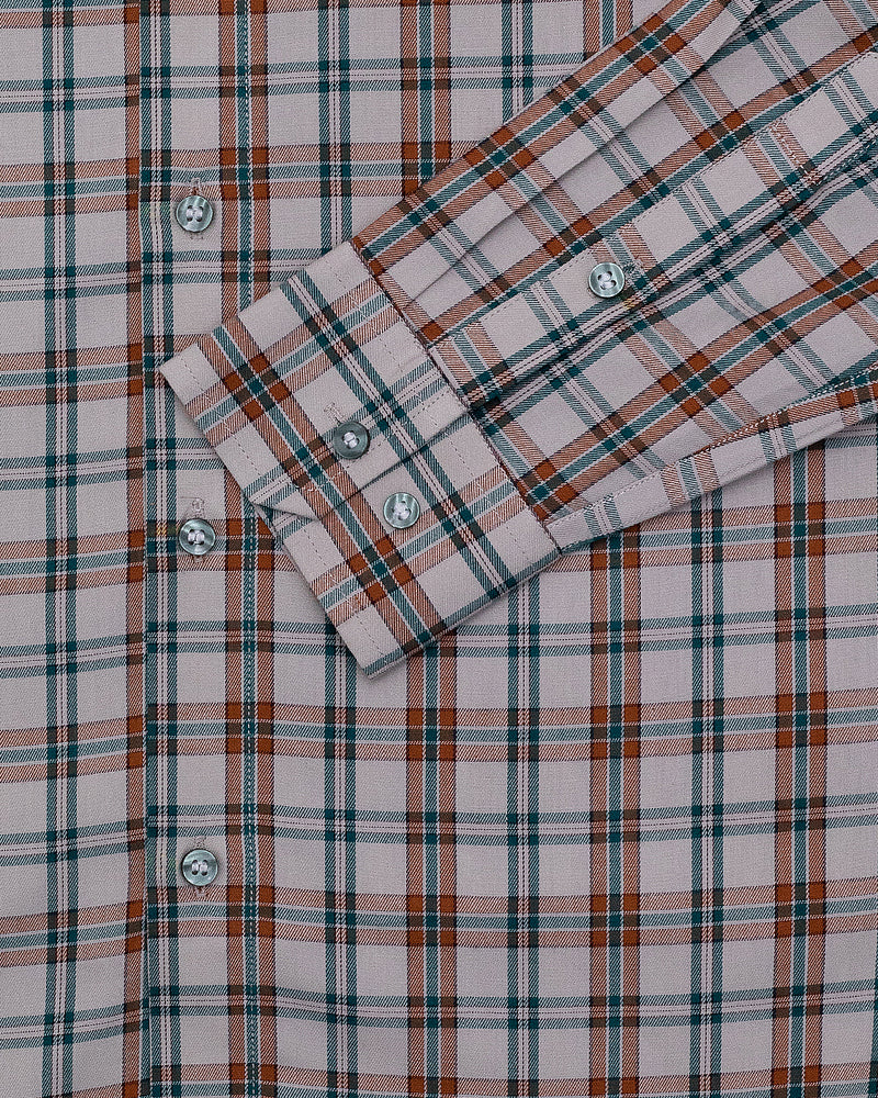 STILET CREAM WITH RAMA MOORUN CHECK PLAID SOFT TWILL GIZA COTTON SHIRT